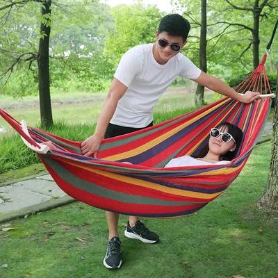 1pc Folding Portable Outdoor Canvas Hammock Camping Swing Hammock with Tree Rope Is Perfect for Gardens Terraces Backyards