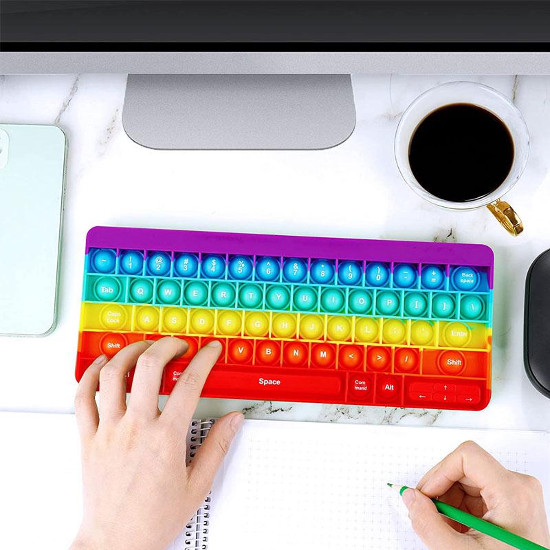 Keyboard Rainbow Push Bubble Sensory Fidget Toys Kids ADHD Anxiety Stress Reliever Jugetes Antiestrés Para Niños