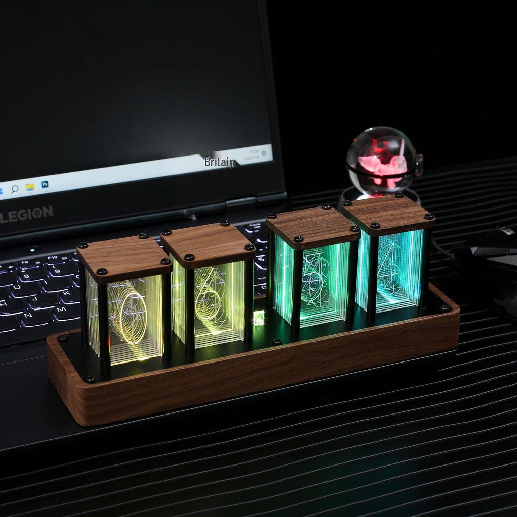 E-commerce Desktop Nixie Tube-Style Alarm Clock with Network Sync and Timer, Creative Design, No Assembly Required