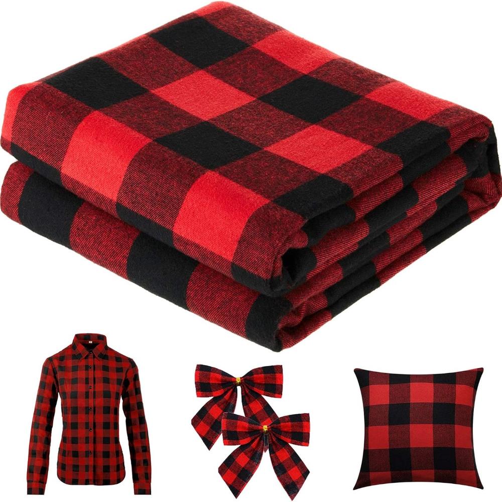 Christmas Decor Fat Fabric Bundles Buffalo Plaid Fat Quarters Square Charm Yarn-Dyed Checked Quilting for DIY Crafting Sewing
