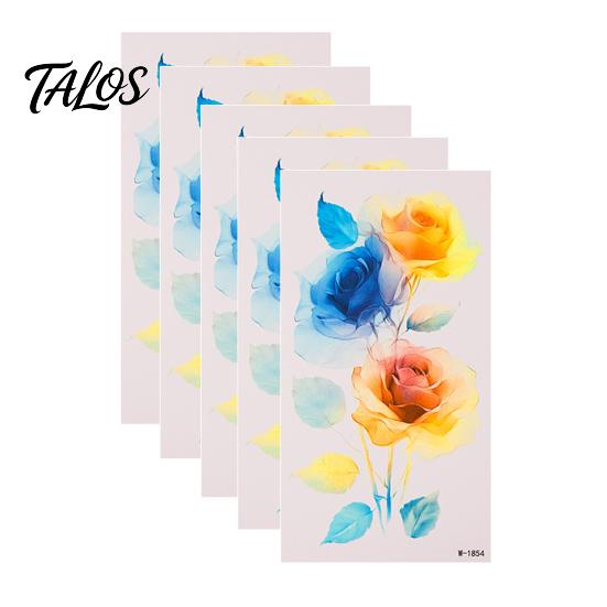 Talos 5 Sheets Butterfly Tattoo Stickers, Waterproof Temporary Flower Tattoos, Colorful Face Body Tattoos for Parties Night Club Music Festival