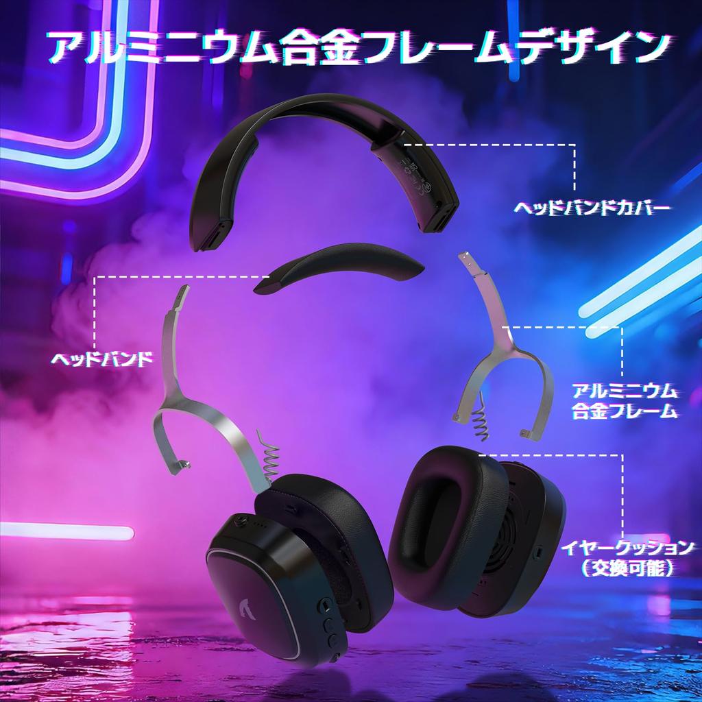 ATTACK SHARK G800 Wireless Gaming Headset, 7.1 Surround Sound, 3-Wire Connection (Bluetooth2.4GWired), Low Latency 20mS, AI Noise-Canceling