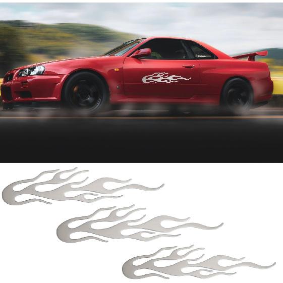 3 Pcs Black Flame Reflective Sticker Decal for Cars Motorcycle