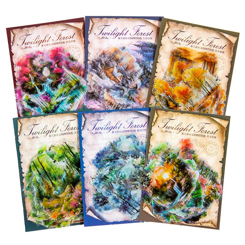 Vintage Nature Sticker Pack 30pcs Scenic Landscape Plant Decorative Stickers for Journals Scrapbooking Crafting and DIY Projects