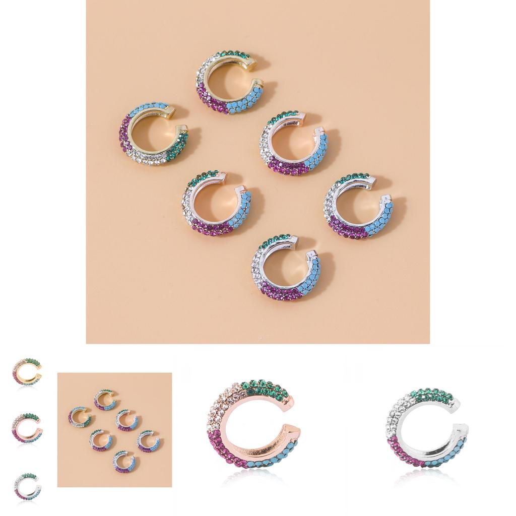 European American Style Geometric Earrings With Colorful Rhinestones Fashion