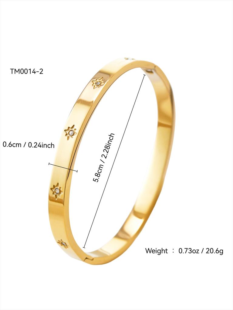 Light Luxury Simple 18k Gold Plated Stainless Steel Star, Sun, Heart with Zirconia Bracelet, Women's Carabiner Bracelet