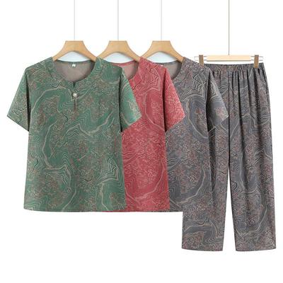 Elderly Women's Summer Two-Piece Casual Set - Lightweight Short-Sleeve T-shirt & Pants for Mothers