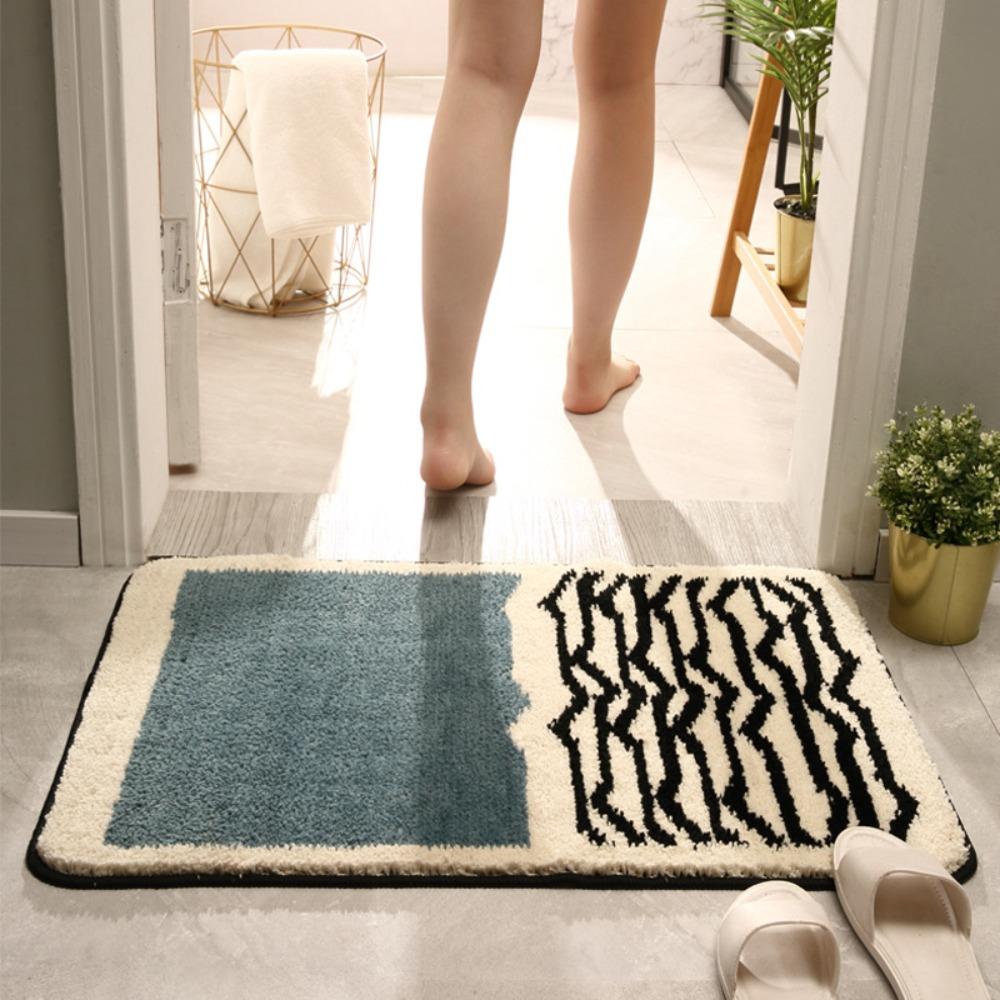 Print Sponge Bathroom Cashmere Thickening Mat Bath Non-slip Carpets In Wash Basin Bathtub  Floor Rug Shower Room Doormat Memory Foam 3D Pad