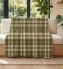 Tartan Ternet Kastepledd, Marineblå Grøn Bordo eller Oliven Velour Sengekast