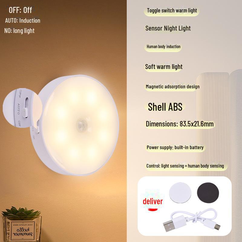 Modern LED Motion Sensor Rechargeable Night Light for Dorms and Closets