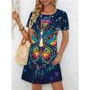 Summer Women's 3D Printed Short-sleeve Dress Is Fashionable, Versatile, Breathable, Trendy and Casual