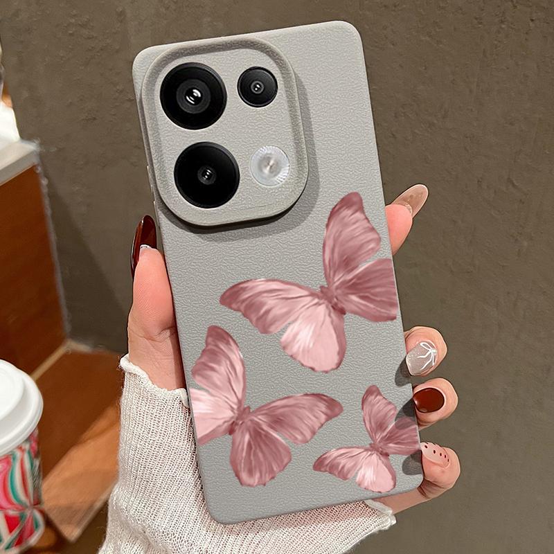 

Чехол для телефона из матовой кожи с принтом бабочек из ТПУ для Xiaomi 13T Poco X6 M6 Pro Redmi Note 14 Pro 13 12 11, тонкий, мягкий, противоударный Redmi Note 14 Pro+ 5G темно серый