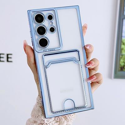 Card Slot Plating Clear Case for Samsung S24 S23 S22 S21 Plus Ultra FE A34 A54 A14 A15 A24 A25 A35 A55 A53 A73 A51 Cover