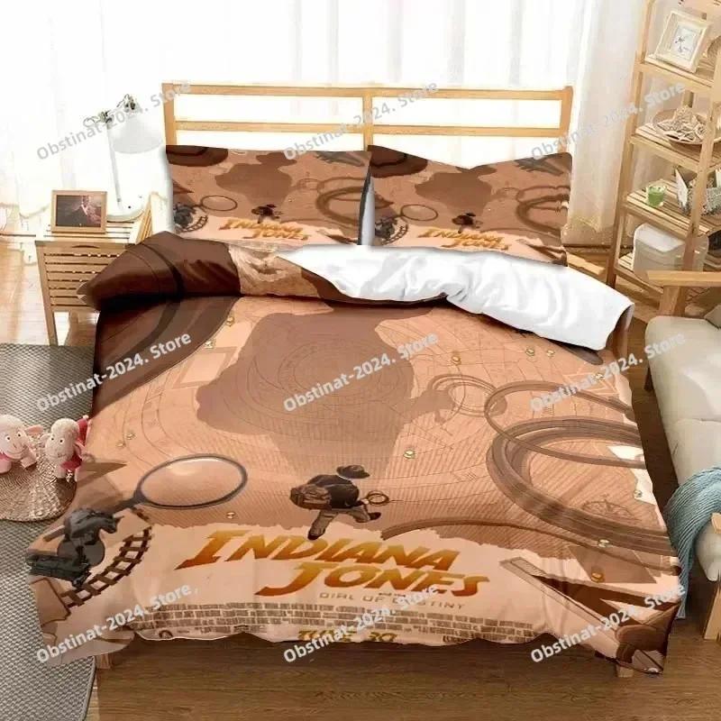 Indiana Jones Le Cadran de la Destinée Ensemble de Literie Élégant Couette Imprimée Housse de Couette Housse de Coussin Ensemble 3 Pièces Taille Enfant Adulte