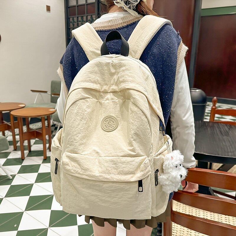 School bag female college student Korean version of leisure backpack simple and versatile large capacity high school student computer backpack trend