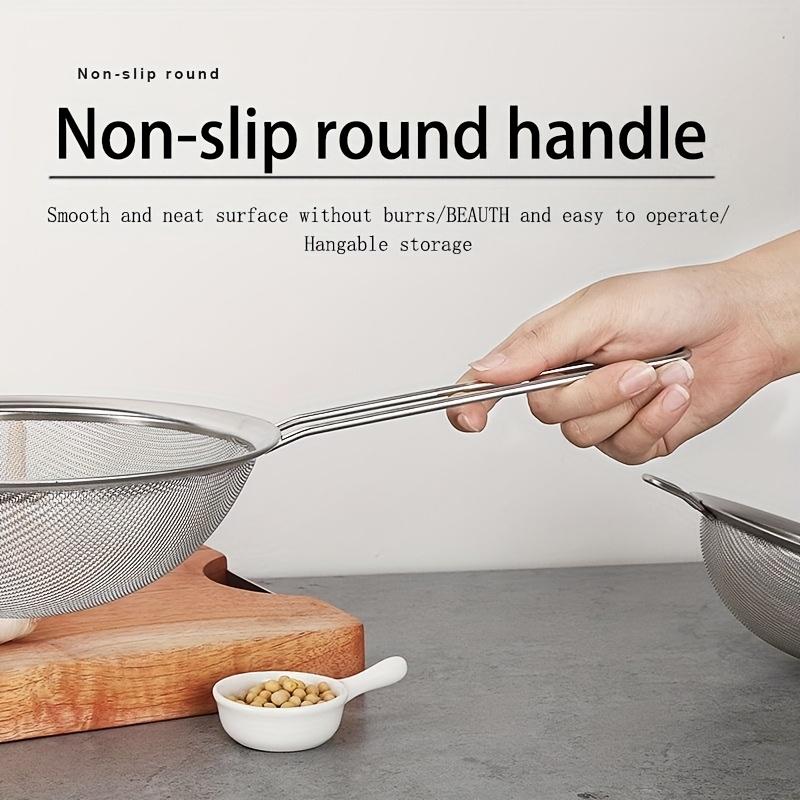 Stainless Steel Colander Kitchen Household Mesh Oil Drain Ladle Bean Curd Tip Ear Mesh Flour Filter Sieve
