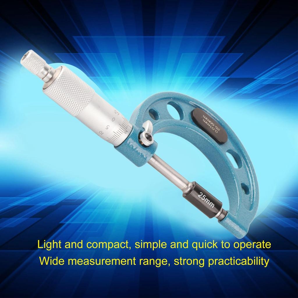 Stainless Steel Outside Portable Design with Clear Scale for Measuring or Thickness High-Precision Micrometer, 0.01mm, Wrench, Length, Diameter,