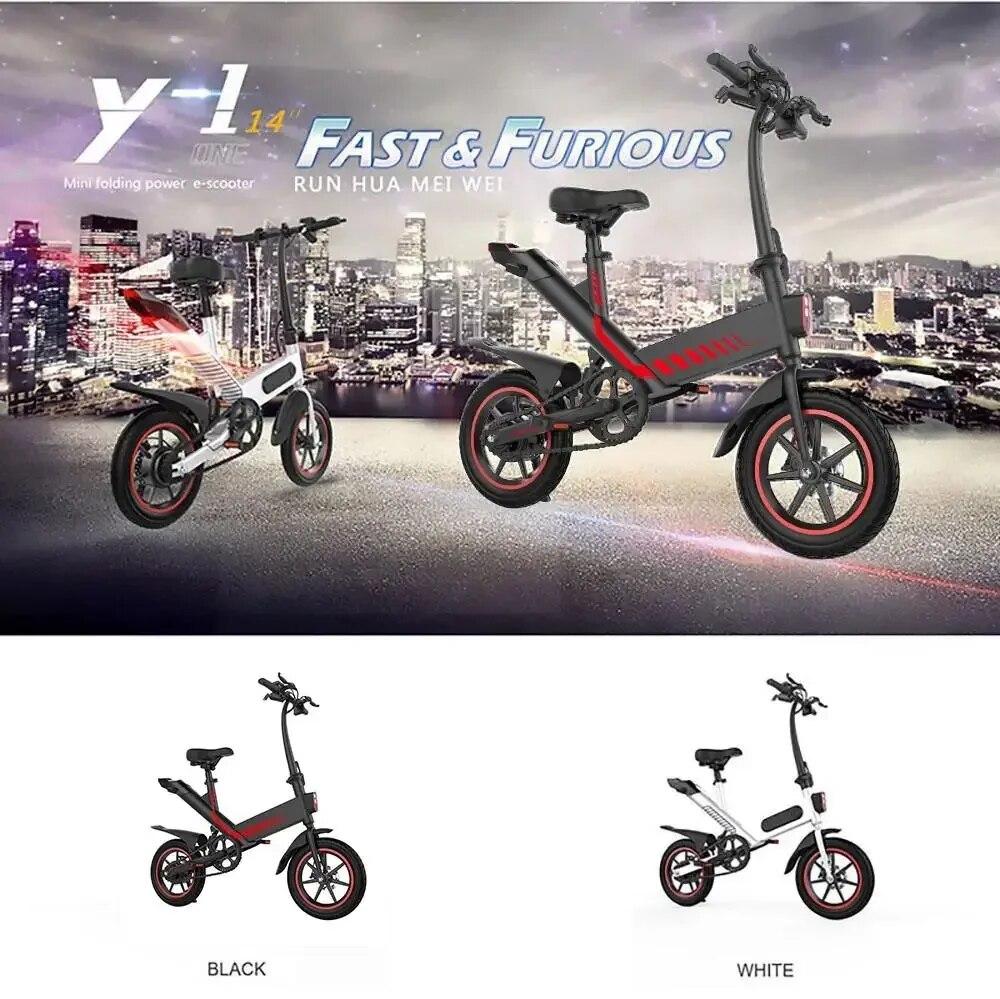 Y1S Elektrische Fiets 400W motor 36V 10,4ah Batterij 14 Inch Band Ebike 25 Km/h Max Snelheid 30-40Km Bereik Elektrische Fiets
