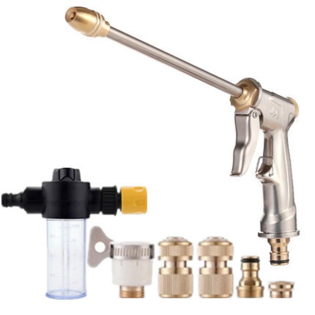 High Pressure Water Spray Gun Set with Adjustable Nozzle and Multiple Connectors for Garden Cleaning Car Washing and Outdoor Use