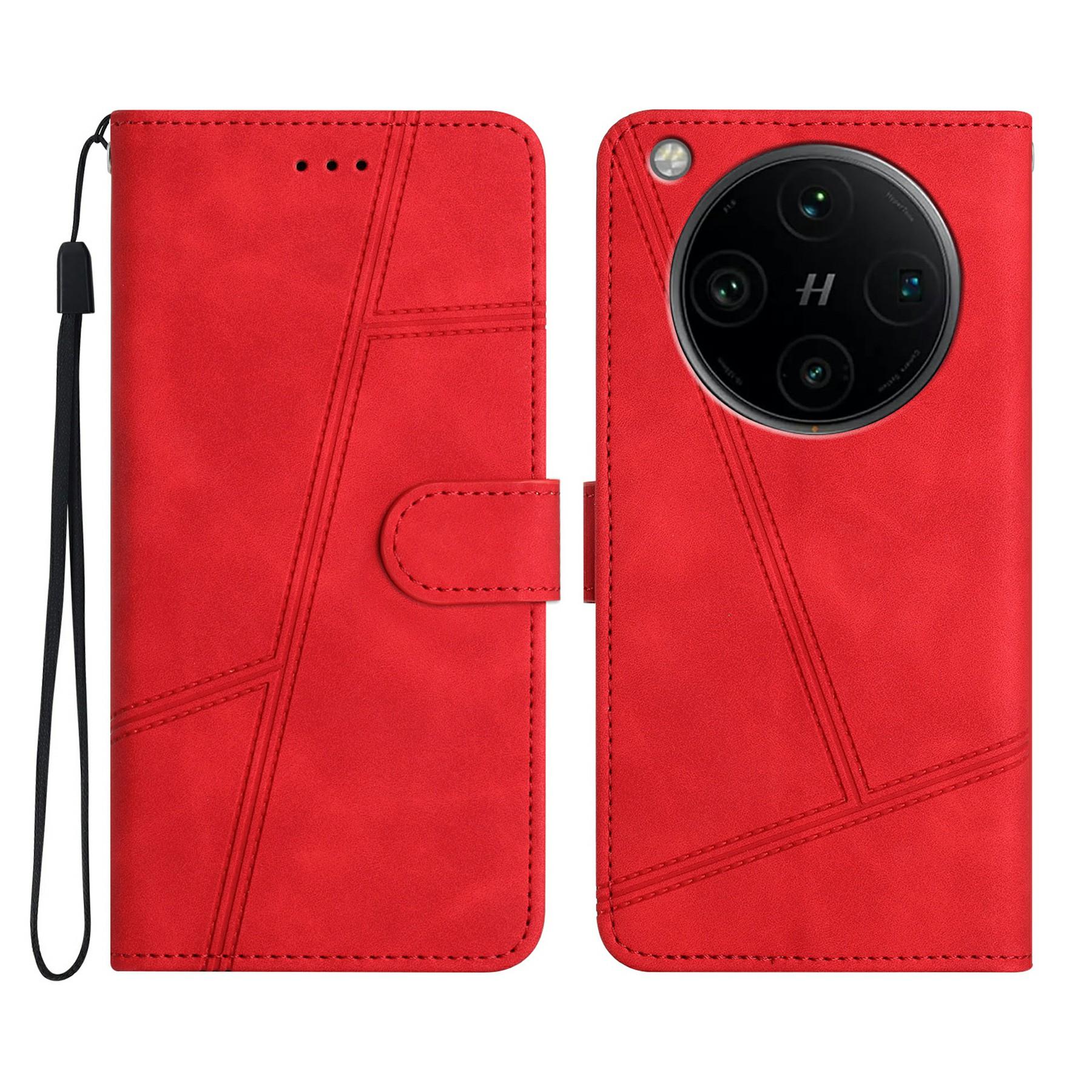 

Чехол-книжка для Oppo Find X8 Pro 5G, кожаный, ретро, с тиснением линий Red