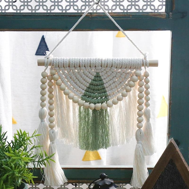 Bohemian Macrames Wall Hangings Woven Tapestrys Cotton Handmade Bohemian with Tassels Craft Ornament