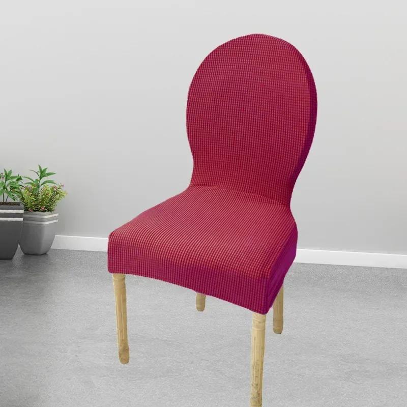 Retro Home Round Back Seat Chair Cover Polar Fleece Slipcovers Protector Case Chair Cover For Room Kitchen Hotel Banquet Cover