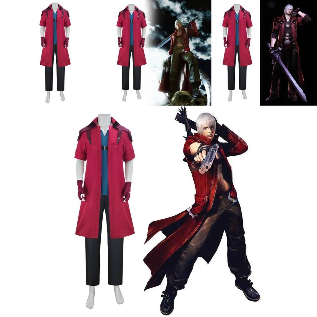 Devil May Cry Dante Cosplay Costume Set With Jacket Pants Gloves For Anime Game Roleplay