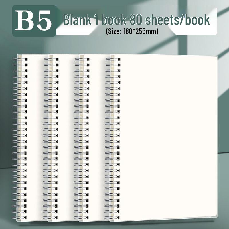 B5 Extra-Thick Coil Notebook, A5 Grid, Simple Blank Design for High School Students
