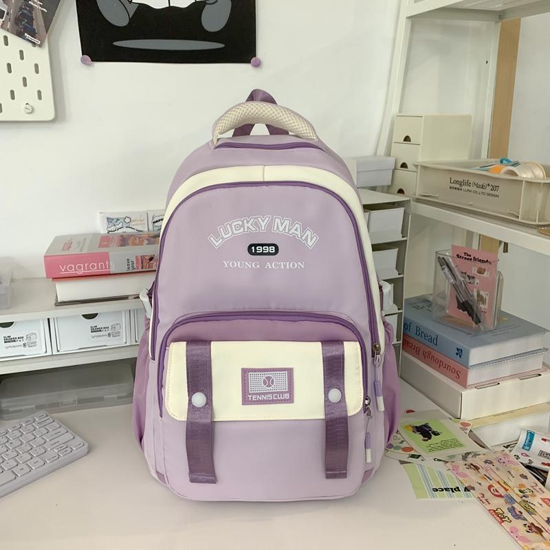 Middle School Student Schoolbag Women's Campus Large Capacity Backpack Men Color Block Backpack