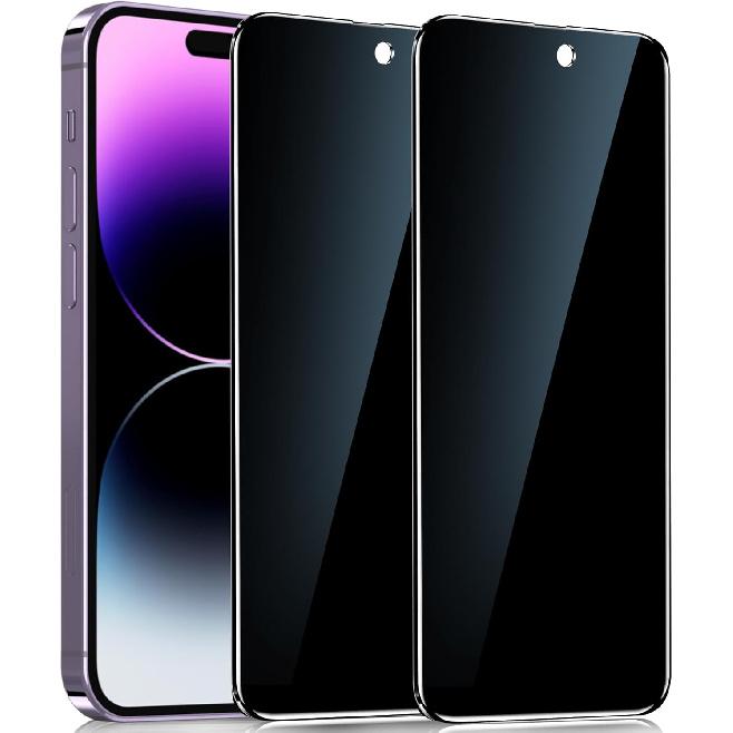 YMHML 2 Pack for iPhone 14 Pro Max Privacy Screen Protector, Upgrade Anti Spy Tempered Glass Privacy Screen for iPhone 14 Pro Max (6.7 Inch), Scratch