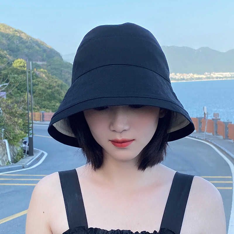 

Extra Large Brim Deep Barrel Fisherman Hat Wig Women Short Hair Wave Head Chemotherapy Plain Face Make Your Face Look Smaller Sun Hat Bald Head Black + Brown Black Bobo