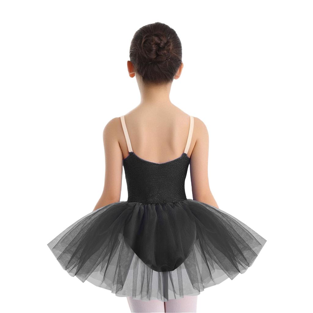 Flickors Balett Tutu Klänning Ärmlös Design Justerbara Spaghettistraps Spetsdetalj Framtill Uppträdande Danskläder