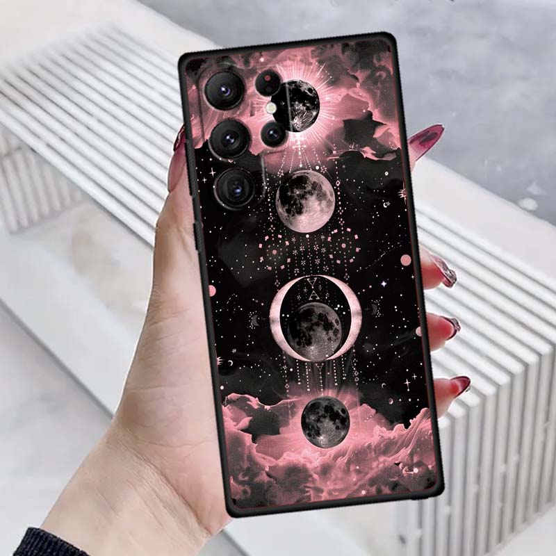 Cosmic Starry Sky Pattern Phone Case For Samsung Galaxy S26 S25 S24 S23 S22 S21 S20 Ultra Plus FE 5G Black Soft TPU