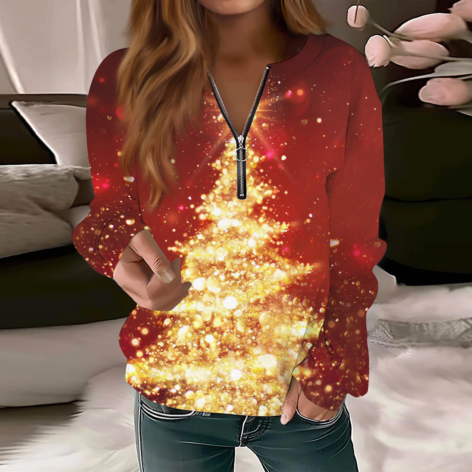 

Женская повседневная модная футболка с длинным рукавом на молнии и шее, топ с принтом, пуловер с v-образным вырезом, тонкий топ с длинным рукавом XXL красный