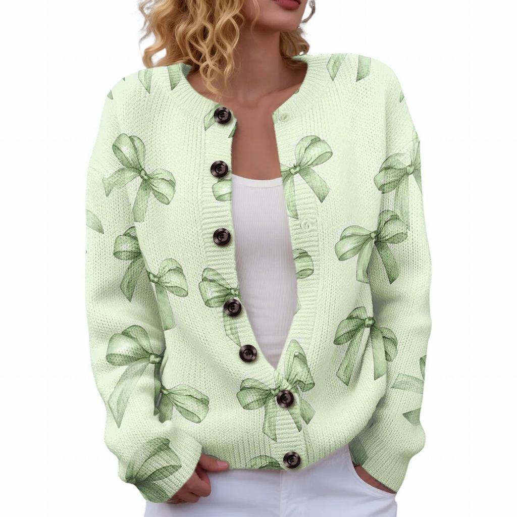 LXK-SPYK01 Sanpa crew neck cardigan new casual knitted sweater European and American jacket