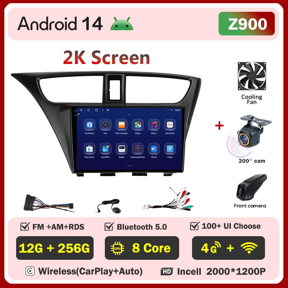 For Honda Civic 9 FK FB 2012 - 2017 Car Radio Player Car Carplay Screen Autoradio Mirr 4G or Link Car Intelligent Systems 8 Core