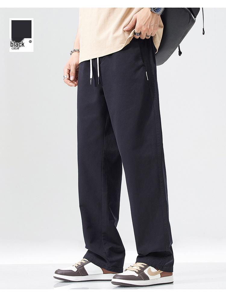Pure Cotton Men's Casual Straight-Leg Pants - Spring/Autumn Trendy, Loose, Versatile Workwear