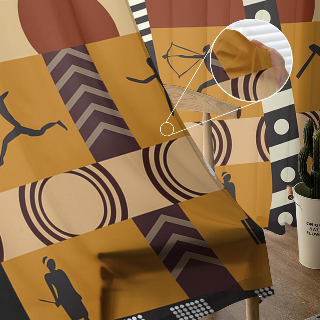 African Appearance Style Tribal Culture Elephant Giraffe Sheer Curtains for Family Room Area Decor Window Curtains Kitchen Tulle Voile Curtains