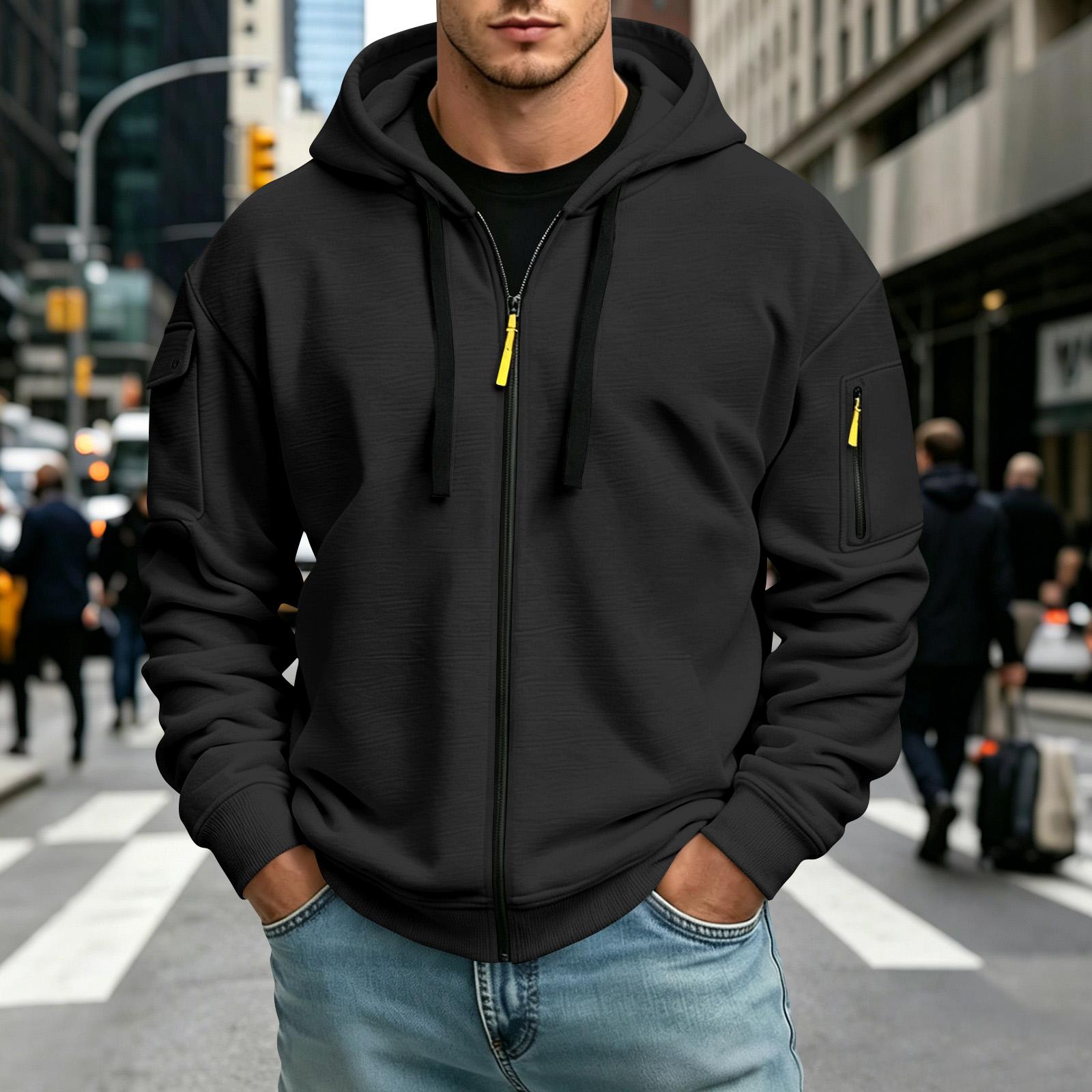 Men s Color Hoodie Long Sleeve Casual Pullover Sweatshirt for Everyday Wear L