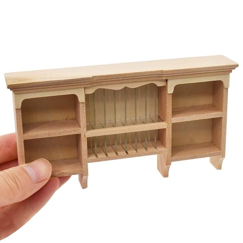 Display Shelf Miniature Display for 1:12 Scale Dollhouses, Perfect for Pretend Play and Display Realistic Wood Furniture