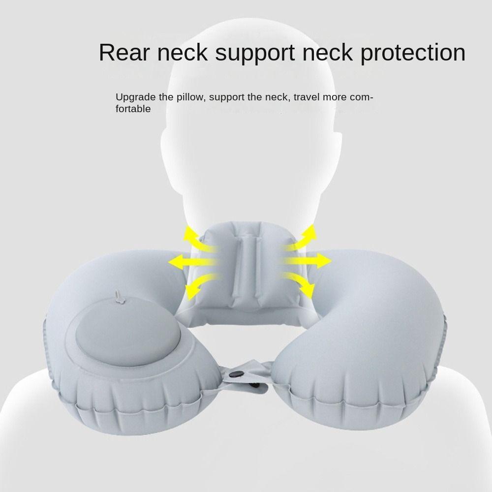 U-Shaped Press To Inflate Pillow Soft Neck Support Cushion Convenient Neckrest Pad  Tourist