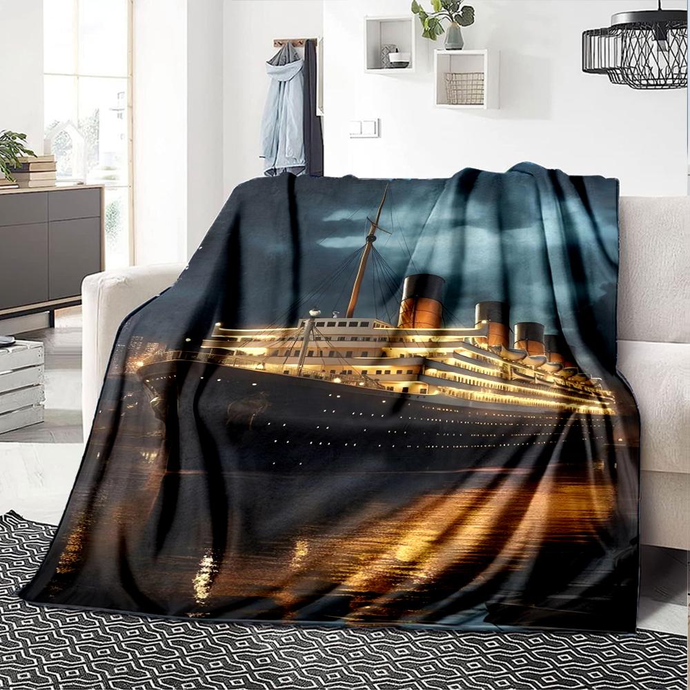 Titanic Theme Printed Blanket - Perfect for Couch, Bed, Travel & Outdoor Use | Machine Washable, Cozy & Durable.
