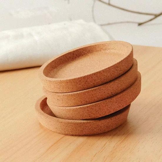 Coaster, Strong Heat Insulation Cork Coaster, Anti-Slip Performance Round Cork Coaster with Three-Dimensional Rim Design