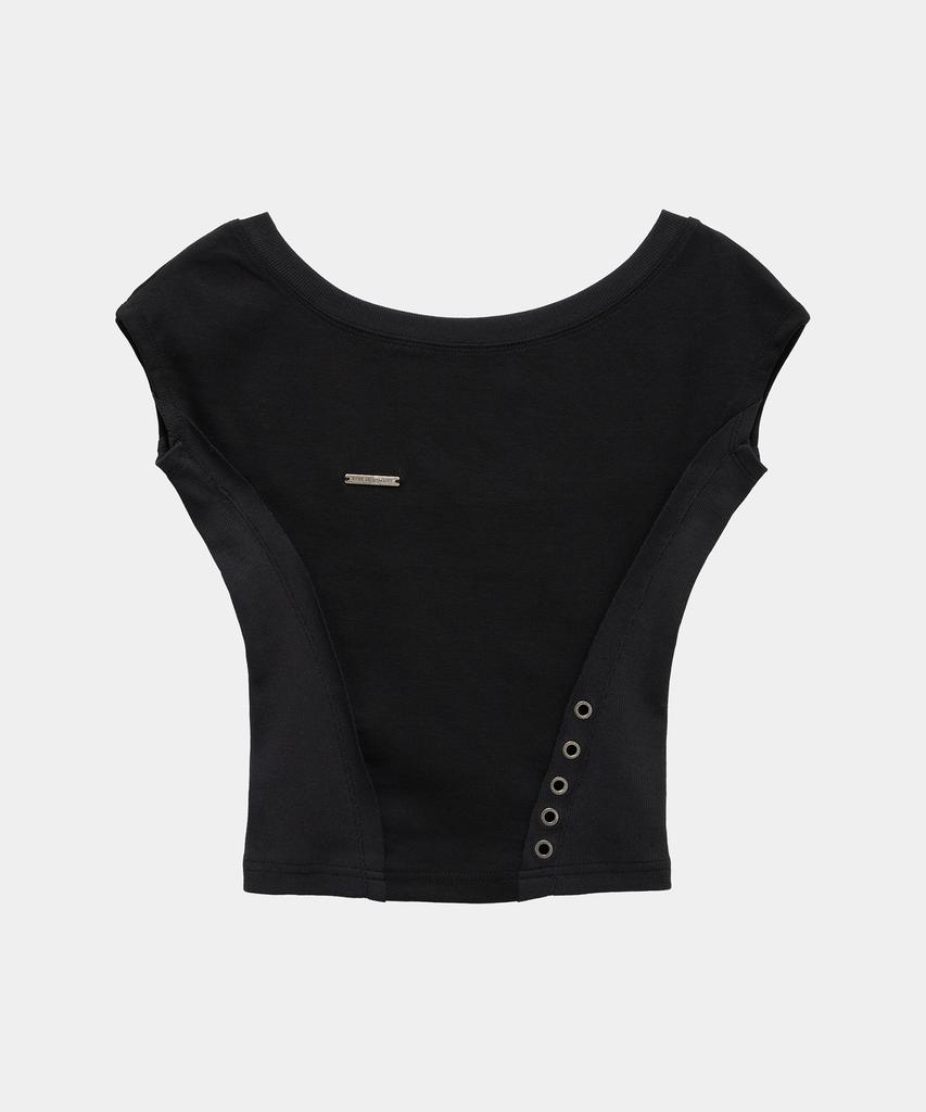 ETRE AU SOMMET Pigment Damage Panel Short Top (Black)