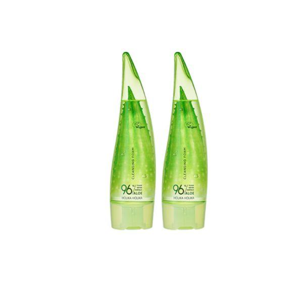 HOLIKA HOLIKA Aloe Clean Water Formula 96% Cleansing Foam 150ml 2ea - Vegan Soothing & Sulfate-Free Moisture Foam