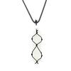 Hand-Woven Natural Stone Crystal Amethyst Sword-Shaped Mesh Pocket Pendant Necklace N578