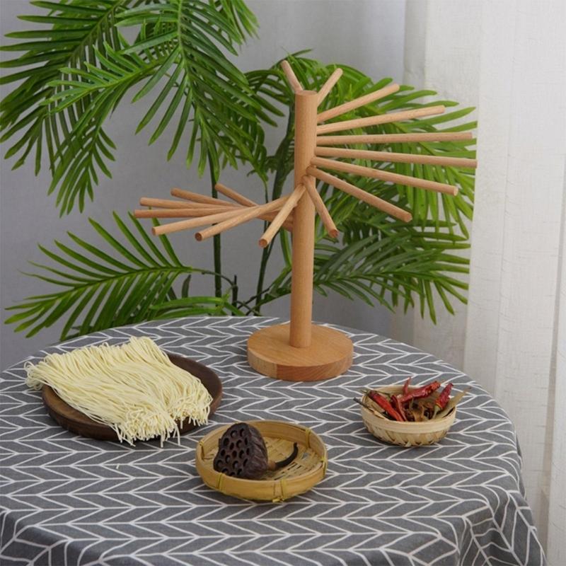 Versatile Adjustable Wooden Pasta Dryer Holder Practical Pasta Dryer Stand Natural Wood Rack with Stable Base Home Decor
