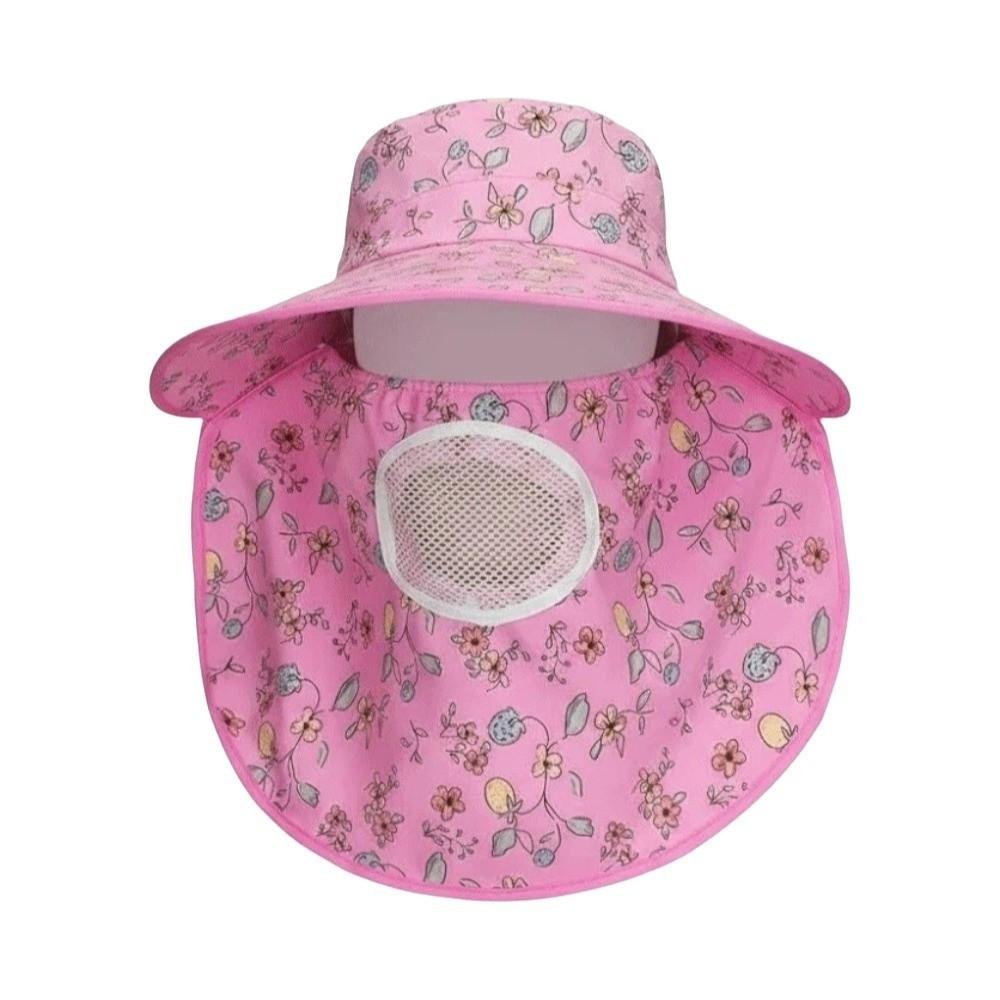 Floral Picking Tea Hat With Mask Neck Protection Hat Soft Sunshade Shawl Cap  for Gift
