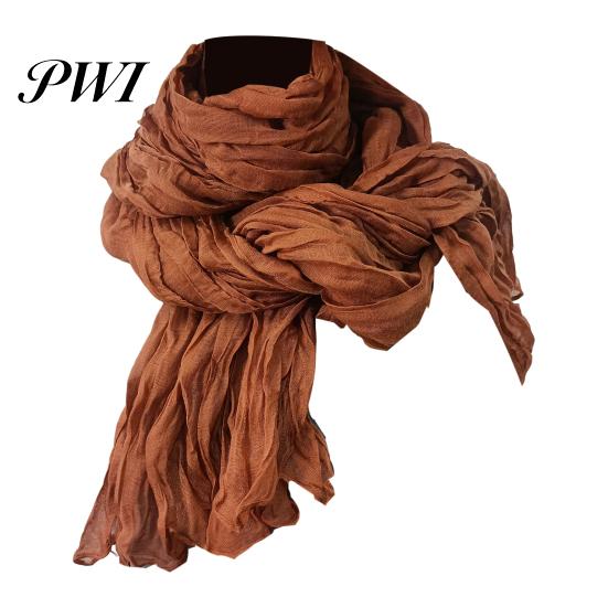 Unisex Long Scarf Women Solid Color Pleated Retro Autumn Warm Winter Soft Vintage Inspired