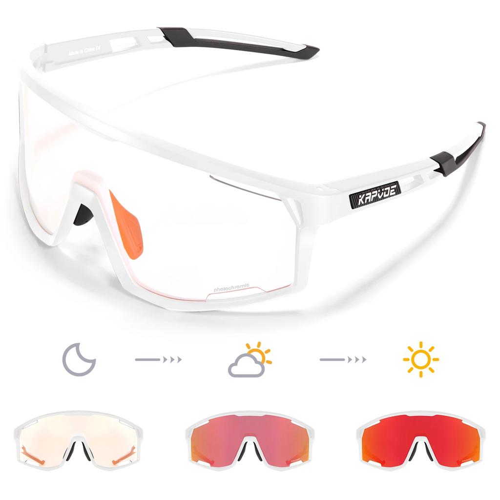 Kapvoe Photochromic Cycling Glasses UV400 MTB Clear Mountain Bike Transition Bicycle Sunglasses for Men Women Sports Eyewear